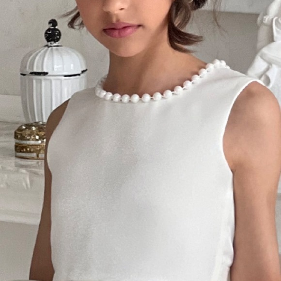 Flower girl dress Satin flower dress with pearls Party dress Tutu girl dress - Picture 5 of 5